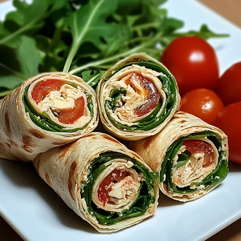 Vegetarische Wrap-Röllchen mit Rucola und Tomaten